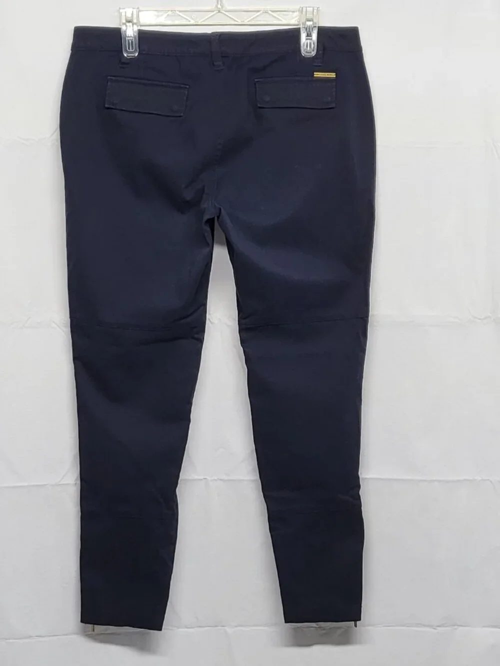 Michael Kors Womens Pants 10 Stretch Chino Twill Tapered Zip-Ankle Navy Blue
